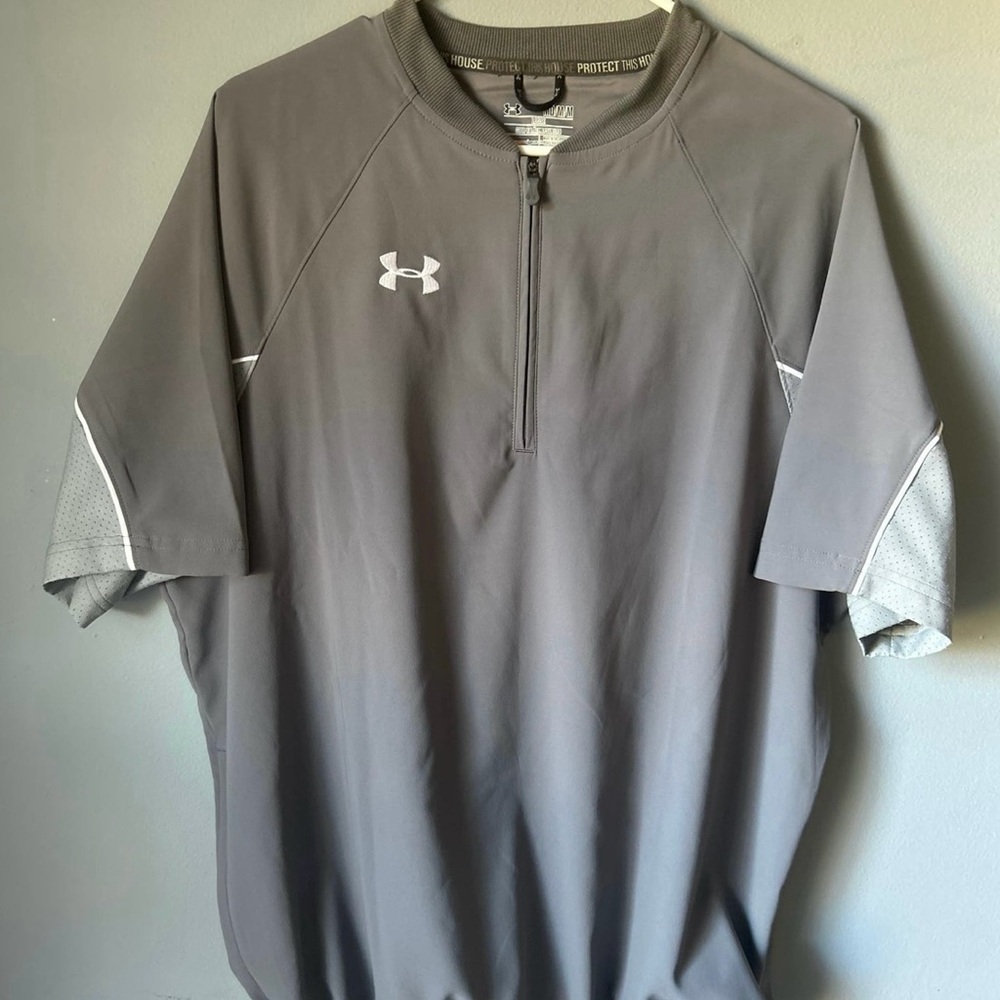 Under Armour Gray Half-Zip Baseball Batting Practice Pullover